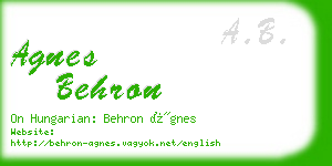 agnes behron business card